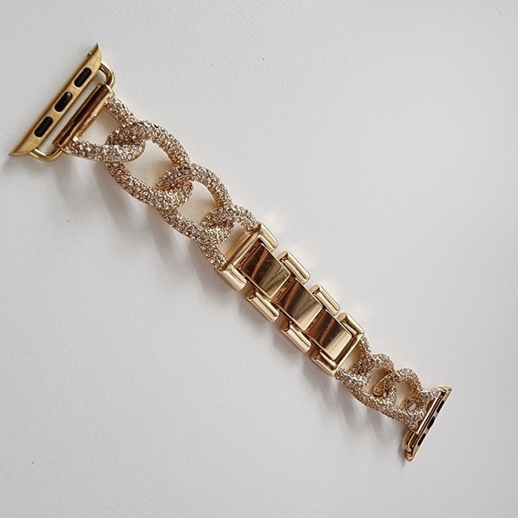 NWT Rhinestone Embellished Chunky Chain Link Apple Watch Band - Picture 5 of 10